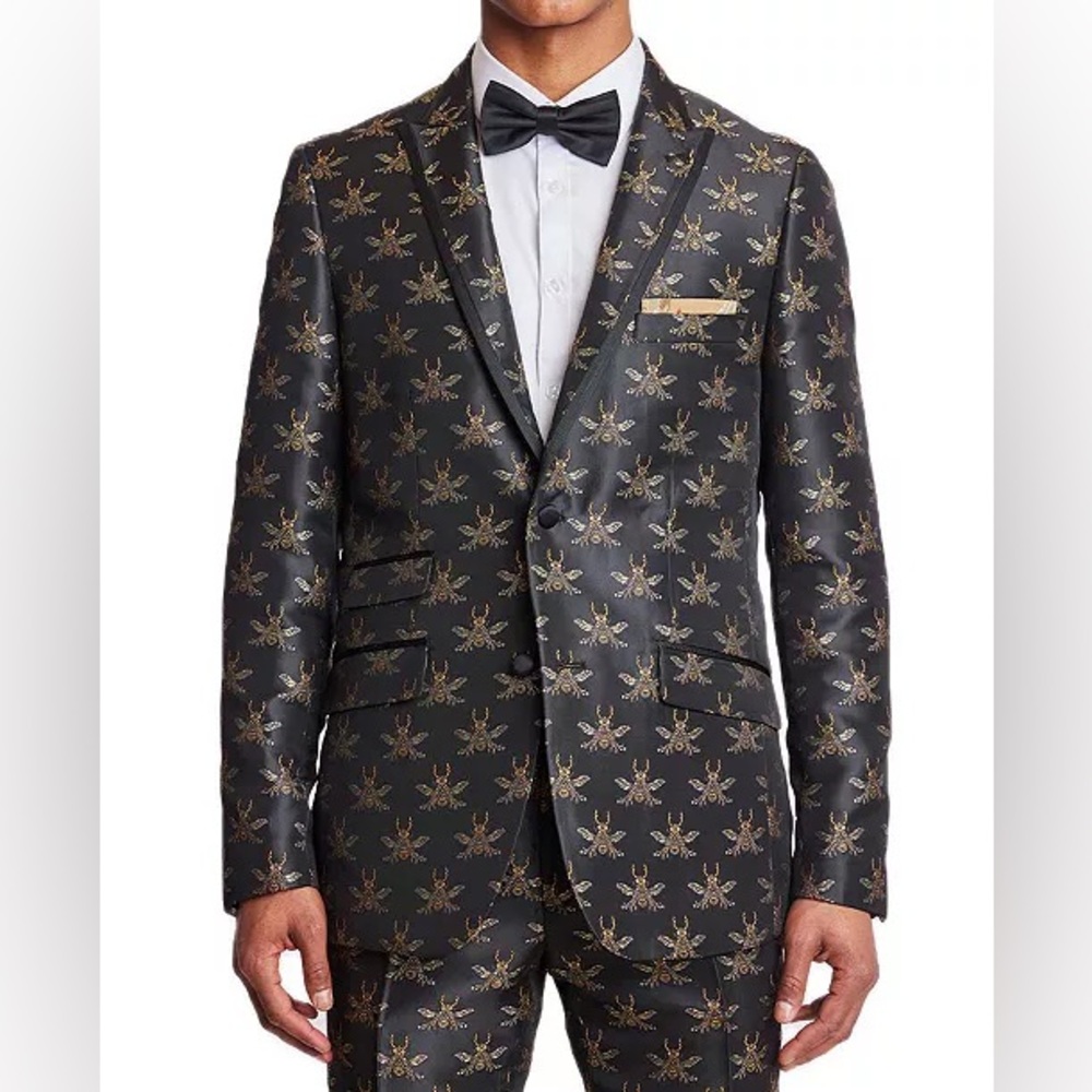 Paisley & Gray Black and Gold Floral Suit